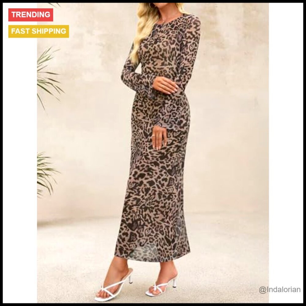 Long Sleeve Floral Bodycon Maxi Dress Ruched Mesh Wedding Guest Cocktail Party - Picture 3 of 7